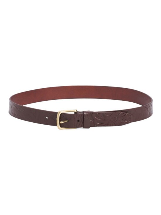 Patricia Nash Pelosa Tooled Leather Belt Womens Western Boho Floral Brown
